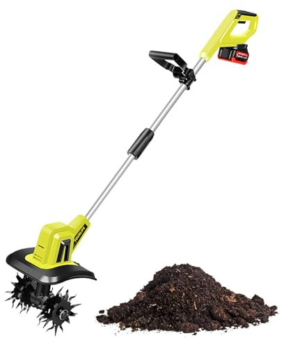 ZephyrGlow Motoazada, Cultivador de Batería de Pequeño Cultivador - con Batería Cultivador Eléctrico para Arar, Volcar, Arar Zanjas,TL-04