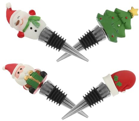 HOMOCONO 4stücke Weihnachts-weinstopfen Mit Kreativem Design Wiederverwendbar Starker Verschluss Für Frische Dekorative Flaschenverschlüsse Für Party Zuhause Und Geschenkideen Zu Weihnachte