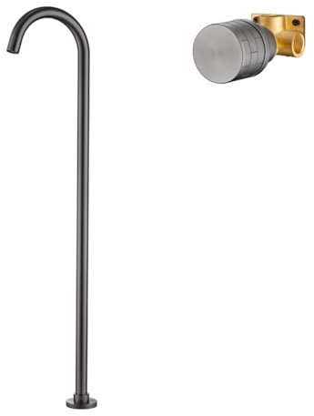 Grifo Bañera de Pie Giratoria de 360° Empotrada Grifo Baño para Bañera Independiente,gris