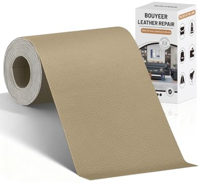 BOUYEER Cuero Adhesivo Para Tapizar, 40x210 CM Polipiel Adhesiva Para Tapizar, Set de Reparación Ecológico e Inodoro para Muebles/Sofá/Asientos de Auto/Bolsos/Restauración, Kaki