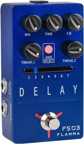 Per FLAMMA FS03 Pedale Delay Chitarra Stereo Digital Delay Effetti Pedale con Looper 6 Effetti Memorizzabile Preset Tap Tempo Trail On True Bypass