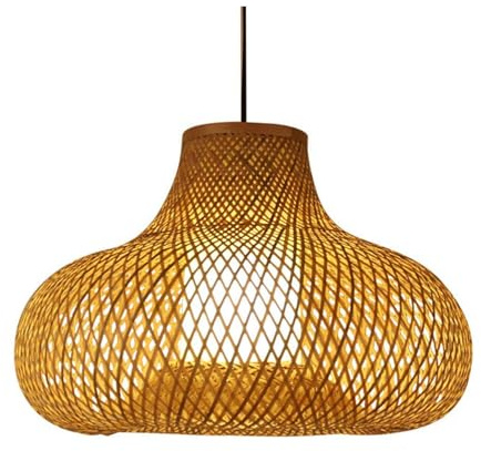 Costera Mimbre, lámpara rústica, Cesta ratán Restaurante, Cocina, decoración Vid, iluminación Colgante para Sala de Estar, Comedor, Pasillo, diámetro: 19,7 (40 cm)