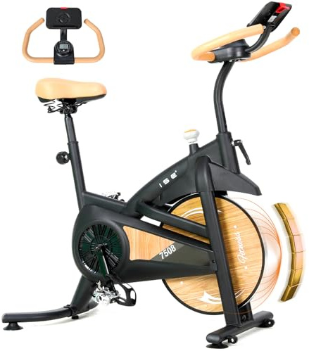 ISE Velo d Appartement Silencieux avec Résistance Magnétique Réglable, Vélo d'appartement avec Écran LCD, Réglable en Guidon et Siège Confortable, Pour Entraînement Cardio à la Maison, Capacité 130KG