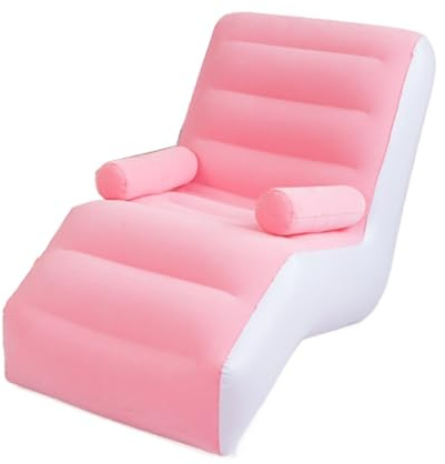 Aufblasbarer Sessel Lazy Boy in S-Form, Liegesessel, 150 kg Tragkraft, perfekt für Innenräume, Wohnzimmer, Schlafzimmer, Outdoor, Reisen und Camping, Rosa
