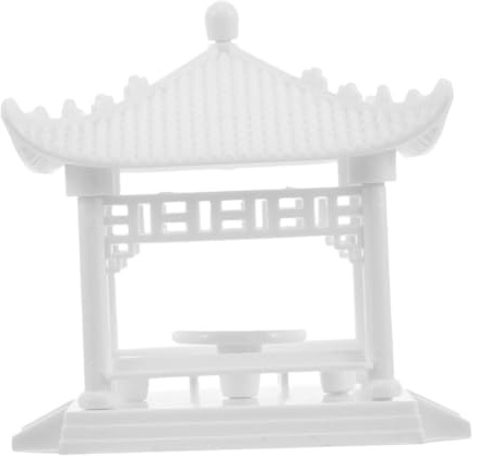 TOYANDONA Plastic Pavilion Model for Sand Table Miniature Scenes Detailed Four Cornered White Pavilion Ornament Creative Mini Furniture Ornament for Garden Decor and Dollhouse Building