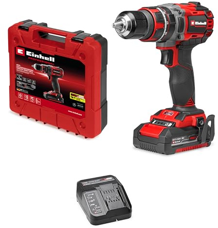 Einhell Professional Trapano a percussione batteria TP-CD 18/60 Li-i BL Set | PXC | 18 V | Brushless | 60 Nm | funzione percussione | mandrino 13 mm | 2 velocità | batteria da 2,0 Ah + caricabatterie