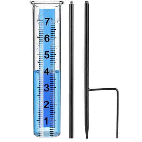 Eawfgtuw Pluviometro da giardino con altezza regolabile, numeri grandi di facile lettura, telaio in metallo resistente alla ruggine per una misurazione accurata delle precipitazioni in cortile