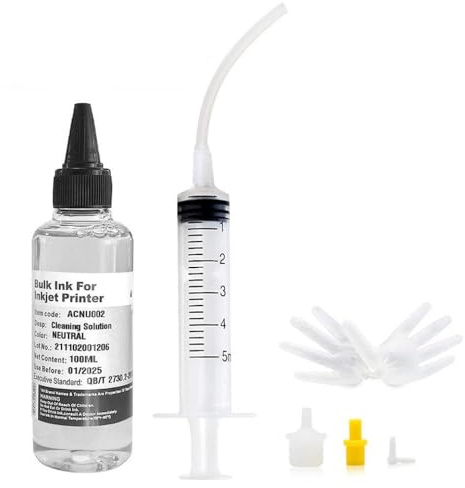 Limpiador de Cabezal de impresión, Equipo de Limpieza de Cabezal de impresión, líquido de Limpieza de inyección de Tinta para impresoras con Tubo(Cleaner 1PK)