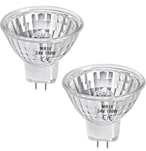 LedWekei Gu5.3 Halogenlampen, MR16 24V 150W Halogenlampe, dimmbare 2700K warmweiße Glühbirnen (Gitterreflektor 2er-Pack)
