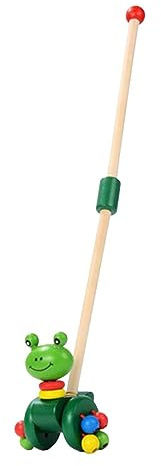 UxicRuya Nachziehtier, Schiebespielzeug Aus Holz, Fördert Die Motorischen Fähigkeiten, Lauflernhilfe, Lernaktivitäten Im Vorschulalter, Frosch