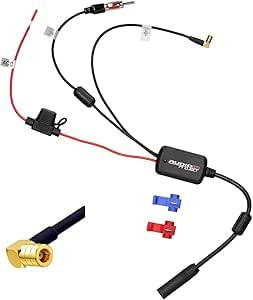 DAB Antenne Auto mit Antennenverstärker Autoradio Splitter für DAB+ Antenne Empfang, Universal DAB Adapter für Autoradio SMB DIN Anschluss, Stabiler Signalempfang für PKW LKW SUV, Schwarz 1 Stück