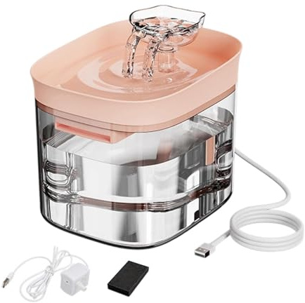 Fuente de Agua para Gatos Bebedero Transparente para Gatos De 1,8 L