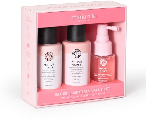 Maria Nila Mirror Gloss Travel Essentials Set - Haarpflege Geschenkset Frauen coloriertes Haar, Mini Shampoo Conditioner & Gloss Coat Reiseset Damen vegan sulfatfrei Profi Pflege Geschenkidee