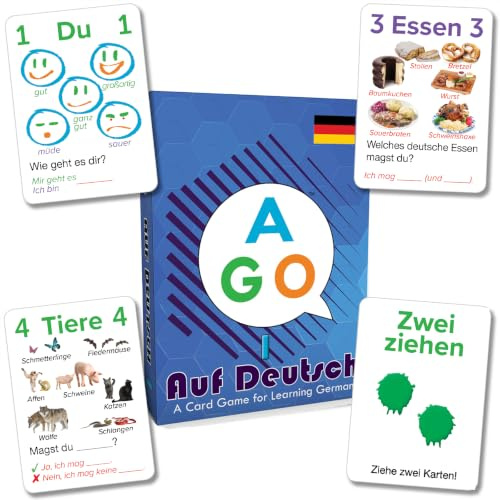 AGO Auf Deutsch Learn German Conversation Card Game for Beginners, Level 1