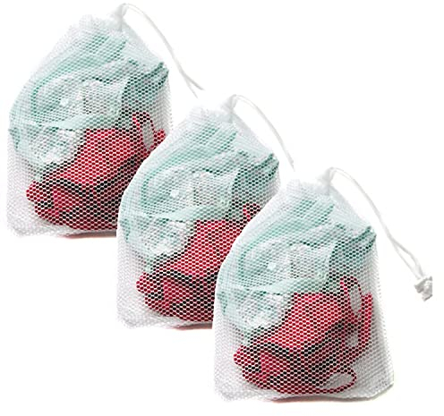 3 Mesh Laundry Wash Bags Reusable, Fine Mesh, Washing Machine Bags, Net Bags, for Lingerie, Bra, Delicate, Hosiery (Pack of 3-30 * 40)