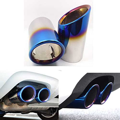 2pcs Stainless Steel Exhaust Tail Pipe Tip Tailpipe Muffler Blue for VW Jetta 2009 2012 2013 2014 2015 2016 2017 2018 2019 2020 2021 2022 2023 2024 2025 2026 2027