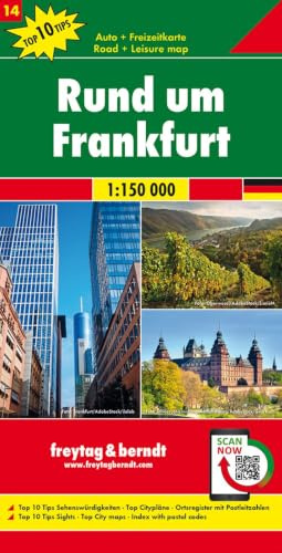 freytag & berndt Straßenkarte Rund um Frankfurt 1:150.000: Mit Top Tips, Blatt 14
