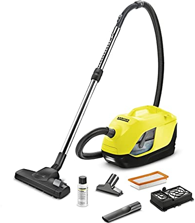 Kärcher DS 6 - Aspirapolvere a Traino, Aspirapolvere potente con filtro dell'acqua, Aspiratore con filo, Accessori e bocchette per Mobili, Giallo/Nero