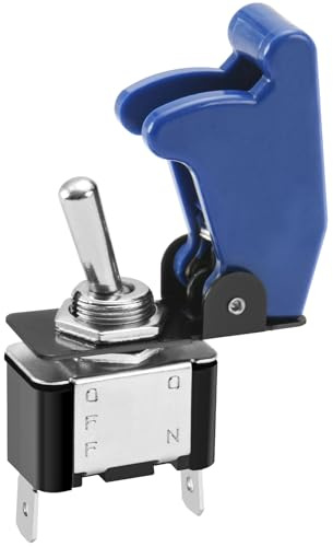 Heschen Interruttore a levetta in metallo a scatto, 12V 20A, SPST, ON/OFF 2 posizioni, 2 pin, con tappo impermeabile (Tappo blu)