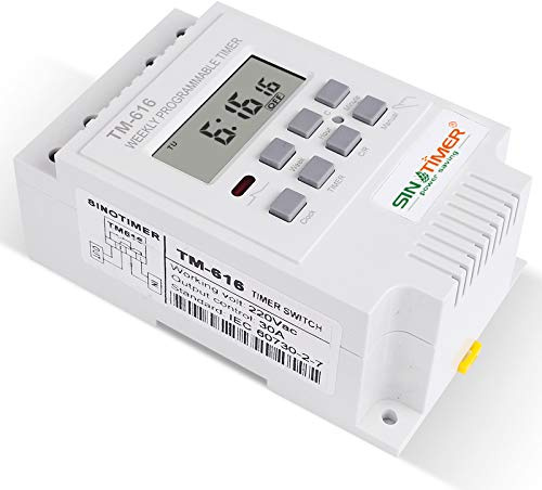 POWERTOOL Minuteur numérique programmable TM616 avec écran LCD pour lumières, programmable 24 heures/7 jours par semaine (noir, 220 V)