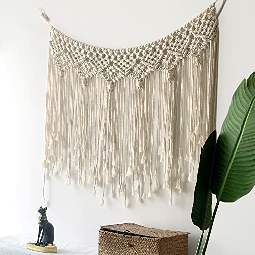 Boho Macrame Wall Hanging Hand Woven Tapestry Macrame Backdrop for Wall Decor of Modern Farmhouse, Bedroom, Nursery, Wedding, Party (40x20 inches)