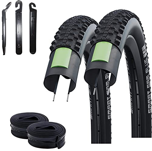2 x Smart Sam Plus Fahrradreifen Performance DD GreenG E-50 54-622 (29,0 x 2,10) + 2 Schwalbe SV19 inkl. 3 Reifenheber