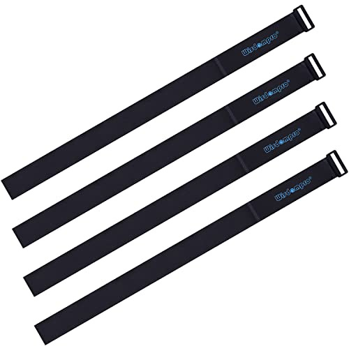 Extra stor [4-pack] 6 x 152 cm krok och ögla rem, återanvändbar fästkabel knyt ner remmar av Wisdompro - återanvändbara, hållbara funktionella Cinch kabelremmar för ditt hem, kontor, arbetsyta, svart