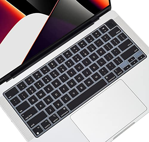 Silikon Tastatur Cover für MacBook Air 13,6 Zoll M2 A2681 2022 & 2021 Apple MacBook Pro 14 Zoll A2442, MacBook Pro 14 Tastatur Schutzfolie Schwarz