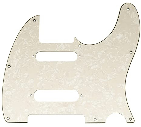 Musiclily Pro 8 Löcher SS TL Schlagbrett 4-lagig Aged White Pearl | für USA/Mexico Fender Deluxe Nashville Tele Style E-Gitarre