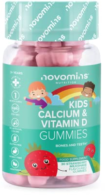 Novomins Caramelle Gommose Calcio e Vitamina D per Bambini – Integratore Multivitaminico Ossa e Denti – Integratore Vegetariano Fornitura 1 Mese – 30 Vitamine Gommose Masticabili con Vitamina K2