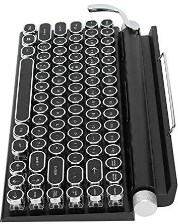 Gaming-tangentbord, Retro Punk Skrivmaskin-stil Hög hållfasthet Avtagbar Punk Keycap Snygg svart mekaniskt tangentbord för spel och kontor