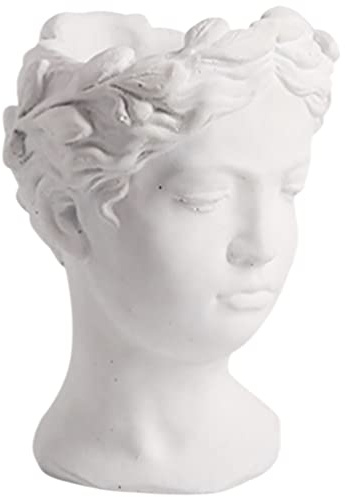 Operitacx Jarrón Decorativo De Resina Jarrón De Escultura De Cabeza De Diosa Maceta para Suculentas Y Flores De Escritorio para Decoración del Hogar Y Oficina 8.26X6.29X6.29in 1 Pieza