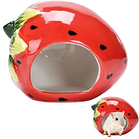 Fayemint Casa Grotta Criceto, Piccola Casetta per Criceti, Nido per Criceti, Forma di Fragola, per Criceti, Cincillà, Scoiattoli e Altri Piccoli Animali