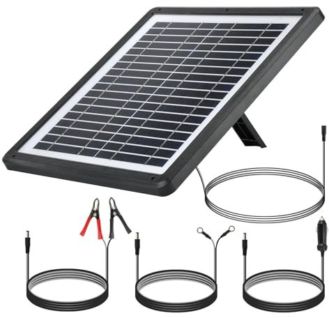 HISUNAGE 15W Waterproof Solar Battery Maintainer Trickle Chargers Kits, 12 Volt Portable Solar Panel Trickle Charger & Built-in Intelligent MPPT Controller for Car Boat Marine RV Trailer Automotive