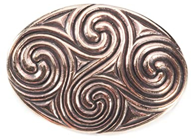 Windalf Keltische Fibel NEWGRANGE 3.6 cm Celtic Lebens-Spiralen Glücks Brosche Bronze