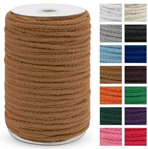 Uiopa Makramee Garn 5mm x 90m, Baumwollkordel Baumwollseil Natürlicher Baumwollschnur, Makramee Garn Geflochten für Pflanzenaufhänger, Wandbehang, Traumfänger, Garten, DIY-Projekte