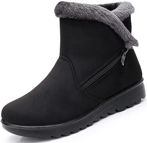 Hsyooes Botas de Nieve para Mujer Antideslizante Outdoor Botines de Invierno,EU40/fabricante 255,Negro