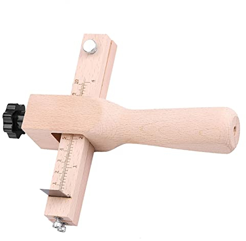 Gavigain Handschneidewerkzeug, einstellbares hölzernes Hand-Lederstreifenband-Schneidewerkzeug mit 3 Klingen, DIY Handwerkszeug für Haus, Industrie, professionellen Einsatz