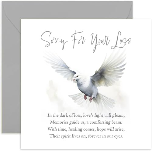 Old English Co. Trauerkarten – Thinking of You Karte – Verlust von Mama, Vater, Freund, Ehemann, Ehefrau – Beerdigung Tod Beileidskarte – Deepest Sympathy Sorry For Your Loss Card – Weiße Taube