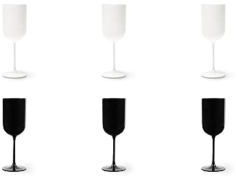 Excelsa Nordic Set 6 Calici Bianchi e Neri, Vetro Spruzzato, Capacità 410 Ml.