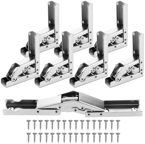 8 Stück Tischscharniere 90/180 Grad Scharniere Regal für Schranktüren, Holzbox Scharniere Faltbar Metall Öffnungswinkel, Verdecktes Schraubscharnier für Küchenschrank, Kleiderschrank