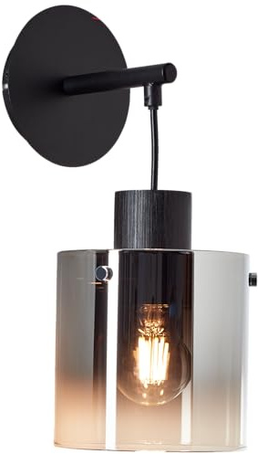 Lightbox Wandlampe - 34 x 15 x 20 cm - schicke Wandleuchte mit edlem Glas | Wandlampe, 34 x 15 x 20 cm, E27, max. 52 W, Metall/Glas