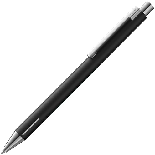 Lamy econ black matt Kugelschreiber - funktionaler Kuli mit Gehäuse aus Edelstahl - mit markantem gebogenen Clip & innovativer Griffzone - inkl. Großraummine M 16 in Strichbreite M in schwarz