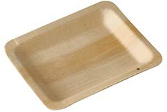 PAPSTAR Lot de 50 assiettes rectangulaires en bois pur 12 x 9,5 cm