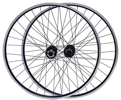 29 Zoll Laufrad schwarz Set Hinterrad Vorderrad Doppelter 6-Loch-Scheibenbremse leichtgewichtig 2 Vorderradlager, 4 Hinterradlager Schnellspanner vorne hinten für Mountainbike, Rennrad Reifen