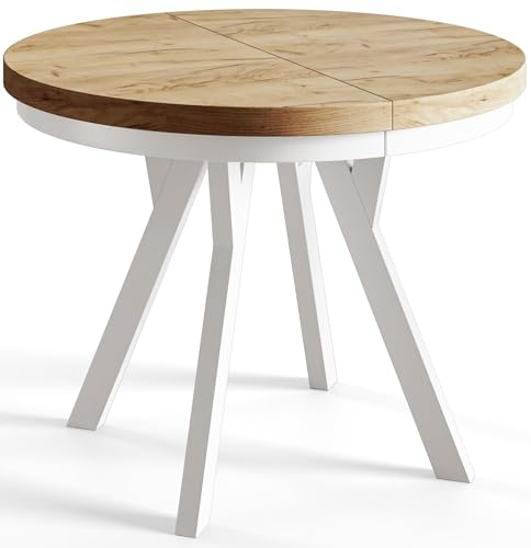 AlpiMeble Table a Manger Extensible, 100 cm, Craft, Collection Evo | Table Ronde Extensible, Table de Salle à Manger Moderne, Plateau Stratifié 36 mm, Pieds Solides