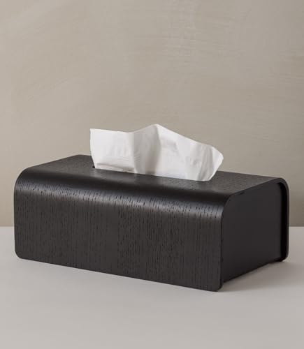 Kazai. Taschentuchbox 'Toke' | Echtholz-Veneer, FSC-Zertifiziert | Nachhaltige Kosmetiktücher-Box in skandinavischen Design | Eiche, schwarz