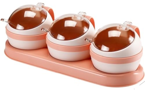 Azucarero Salero Botes Especias Juego De Tarros De Plástico Para Condimentos, Botella De Especias, Caja De Condimentos Con Tapa De Cucharas Para Cocina Frascos Especiarias Tarros Especias ( Color : Ro
