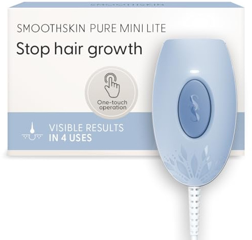 SmoothSkin Pure Mini Lite Blue, IPL Laser Hair Removal Device, for Body & Face, Alternative to Salon, Epilator & Bikini Shaver