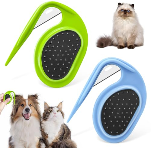 Coupe Noeud Chat Poil Long, 2 Pièces Coupe Noeud Chat, Peigne Chat, Brosse pour Chien à Poils Longs, Peigne D'épilation pour Chiens et Chats pour Éliminer les Poils Emmêlés et Lâches